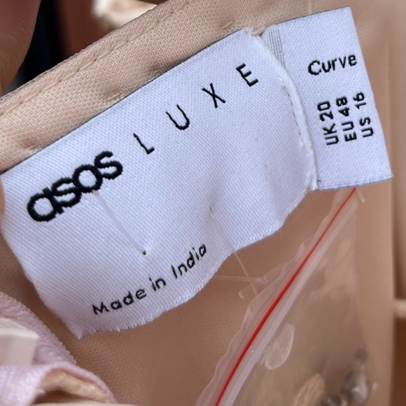 ASOS LUXE NWT Curve Embellished Belted Jumpsuit Plus Size 16 Neutral Color - Picture 4 of 7